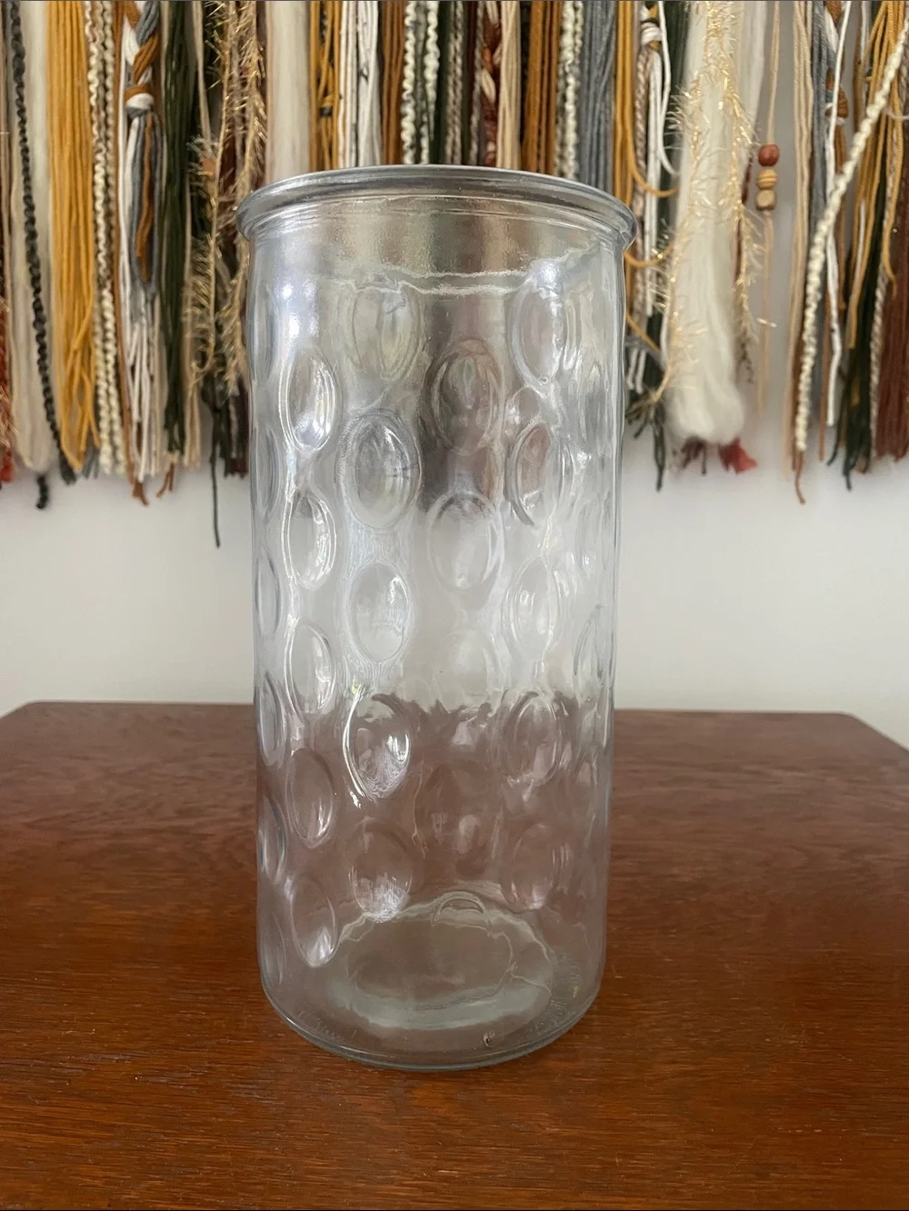 Clear Textured Glass Cylinder Vase